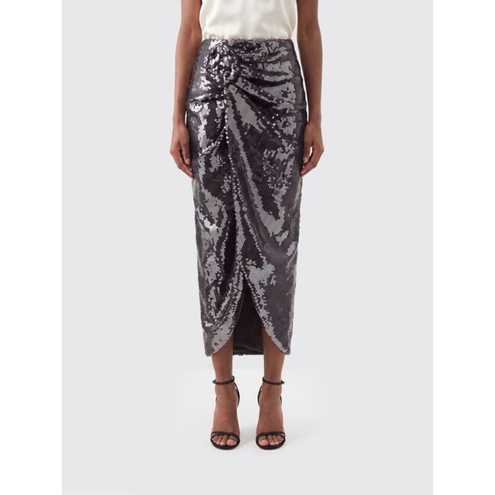 Rotate Women Rotate High-Waisted Midi Pencil Skirt With Sequins And Front Slit
